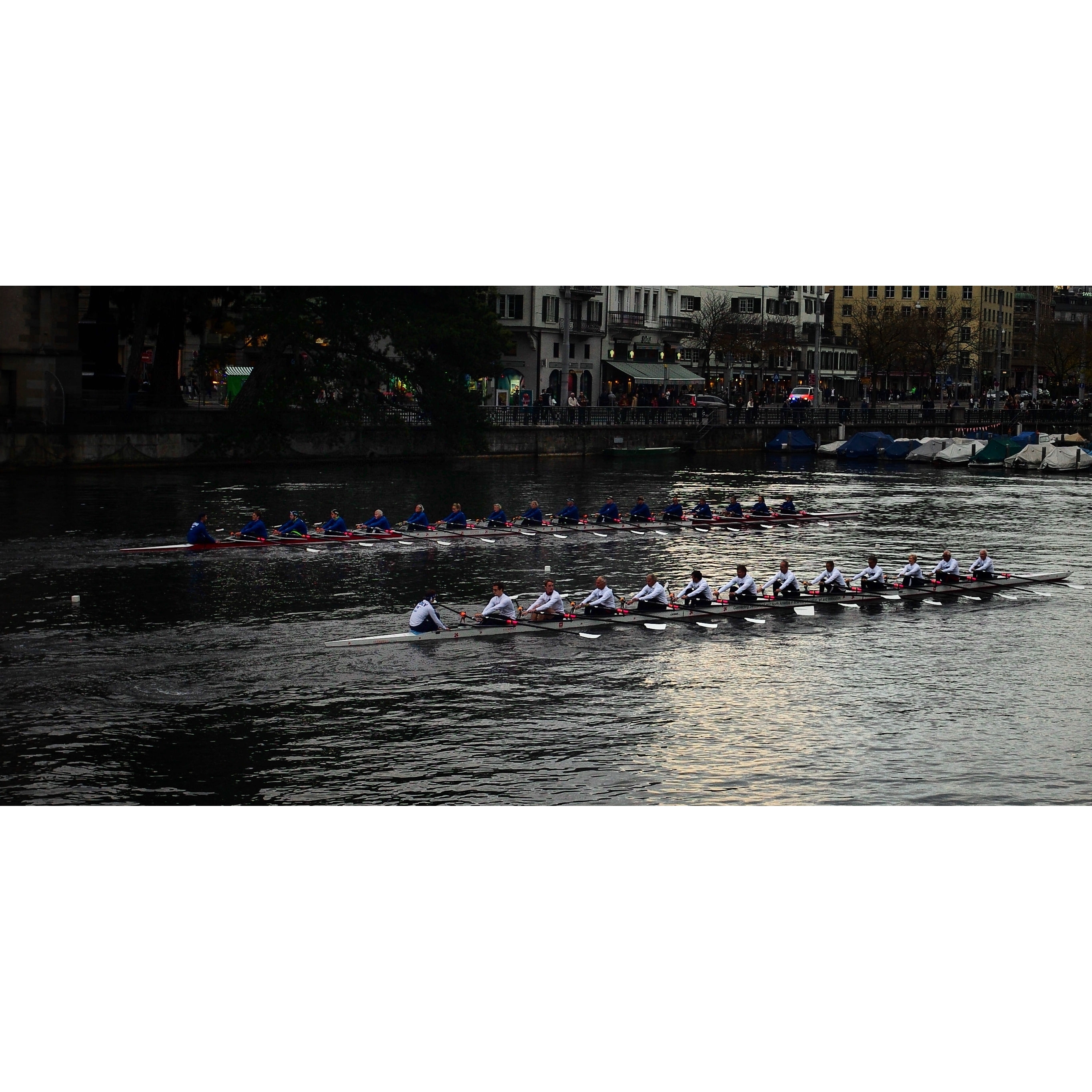 There are times when size matters :-) e.g. when you loose a segment of your boat with eight people because the public cruise ship made waves that are higher than the structure of the 16 people boat could bare. That duel of the "The rudder duel on the Limmat" yesterday went definitively to the blue ones from the UZH :-) http://www.b2s.pm/BqWuDp